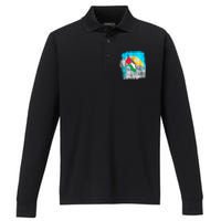 Free Palestine Save Gaza Ilustraion Performance Long Sleeve Polo