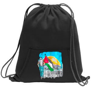 Free Palestine Save Gaza Ilustraion Sweatshirt Cinch Pack Bag