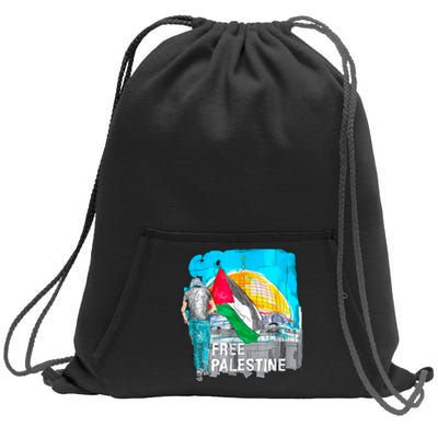 Free Palestine Save Gaza Ilustraion Sweatshirt Cinch Pack Bag