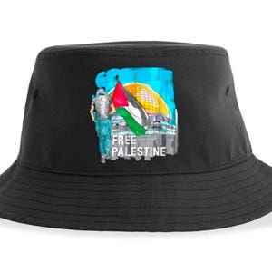 Free Palestine Save Gaza Ilustraion Sustainable Bucket Hat