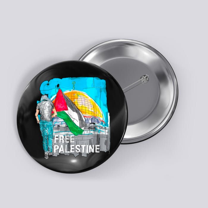 Free Palestine Save Gaza Ilustraion Button