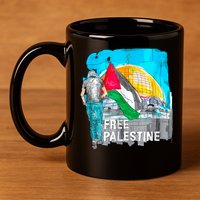 Free Palestine Save Gaza Ilustraion 11oz C Handle Ceramic Mug