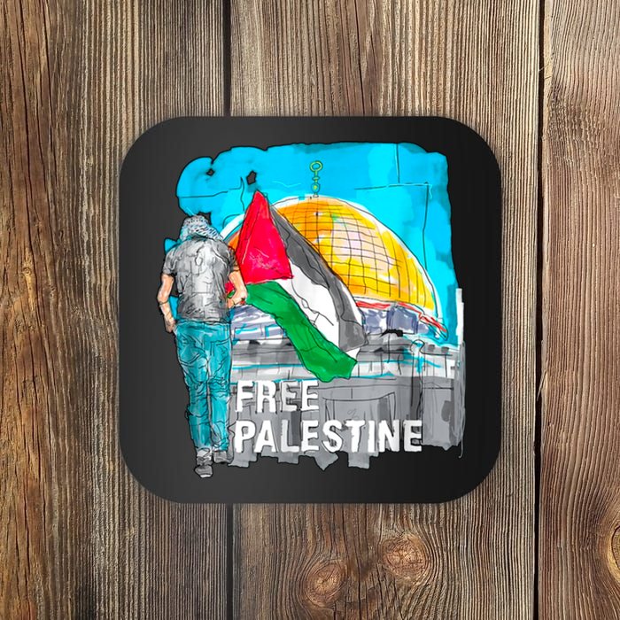 Free Palestine Save Gaza Ilustraion Coaster