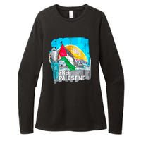 Free Palestine Save Gaza Ilustraion Womens CVC Long Sleeve Shirt