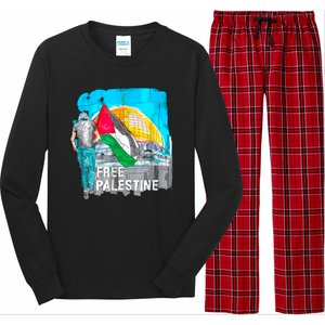 Free Palestine Save Gaza Ilustraion Long Sleeve Pajama Set