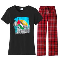 Free Palestine Save Gaza Ilustraion Women's Flannel Pajama Set