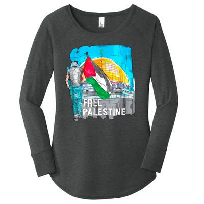 Free Palestine Save Gaza Ilustraion Women's Perfect Tri Tunic Long Sleeve Shirt