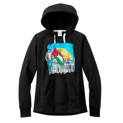 Free Palestine Save Gaza Ilustraion Women's Fleece Hoodie