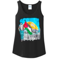 Free Palestine Save Gaza Ilustraion Ladies Essential Tank