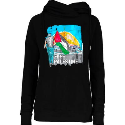 Free Palestine Save Gaza Ilustraion Womens Funnel Neck Pullover Hood