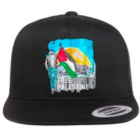 Free Palestine Save Gaza Ilustraion Flat Bill Trucker Hat