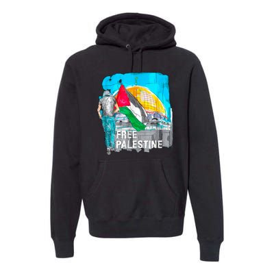 Free Palestine Save Gaza Ilustraion Premium Hoodie