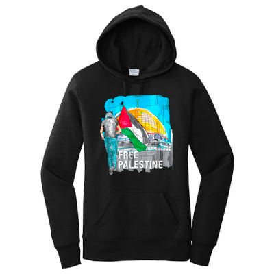 Free Palestine Save Gaza Ilustraion Women's Pullover Hoodie