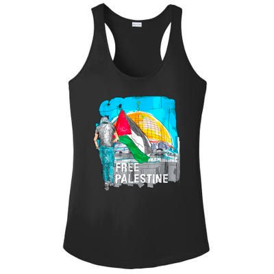 Free Palestine Save Gaza Ilustraion Ladies PosiCharge Competitor Racerback Tank