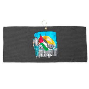 Free Palestine Save Gaza Ilustraion Large Microfiber Waffle Golf Towel