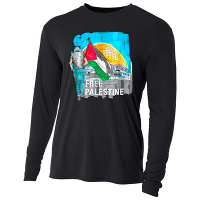 Free Palestine Save Gaza Ilustraion Cooling Performance Long Sleeve Crew