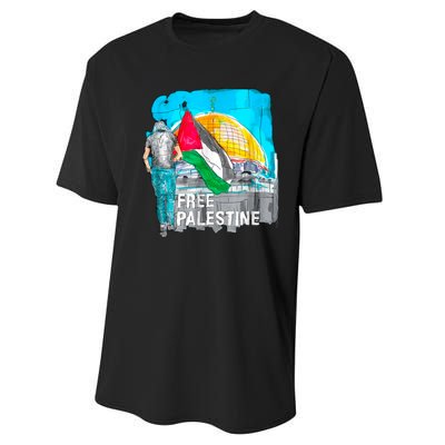 Free Palestine Save Gaza Ilustraion Performance Sprint T-Shirt