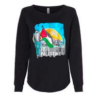 Free Palestine Save Gaza Ilustraion Womens California Wash Sweatshirt