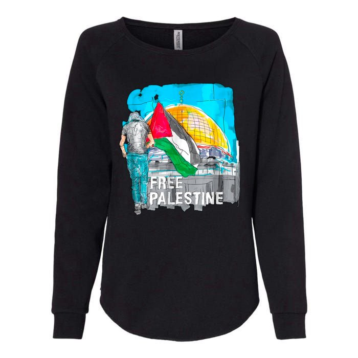 Free Palestine Save Gaza Ilustraion Womens California Wash Sweatshirt