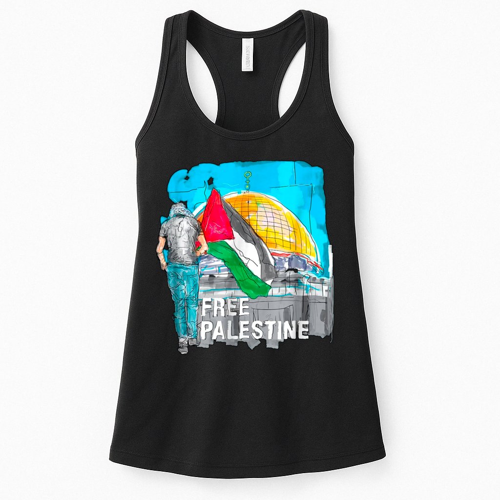 Free Palestine Save Gaza Ilustraion Womens Tank Top