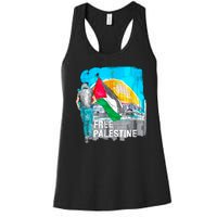 Free Palestine Save Gaza Ilustraion Women's Racerback Tank