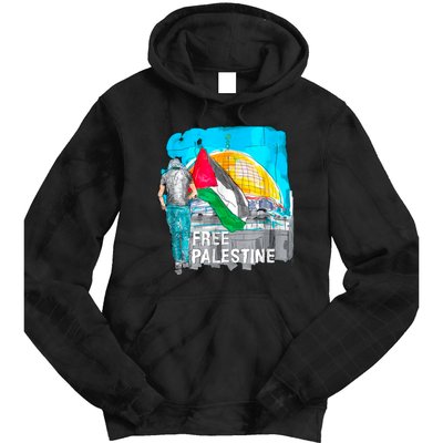 Free Palestine Save Gaza Ilustraion Tie Dye Hoodie