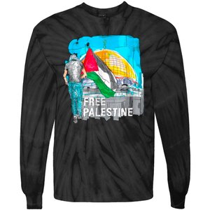 Free Palestine Save Gaza Ilustraion Tie-Dye Long Sleeve Shirt