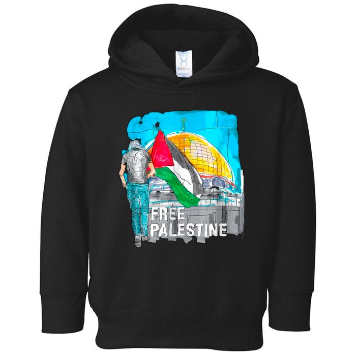 Free Palestine Save Gaza Ilustraion Toddler Hoodie