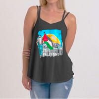 Free Palestine Save Gaza Ilustraion Women's Strappy Tank