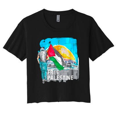 Free Palestine Save Gaza Ilustraion Women's Crop Top Tee