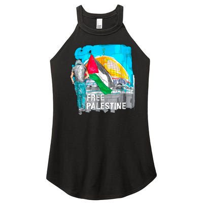 Free Palestine Save Gaza Ilustraion Women's Perfect Tri Rocker Tank