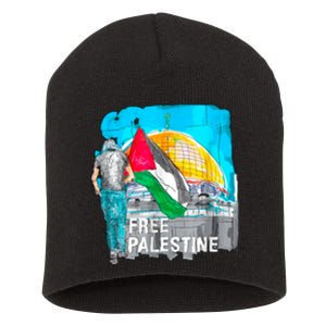 Free Palestine Save Gaza Ilustraion Short Acrylic Beanie