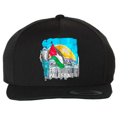 Free Palestine Save Gaza Ilustraion Wool Snapback Cap