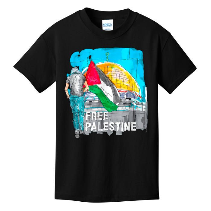 Free Palestine Save Gaza Ilustraion Kids T-Shirt