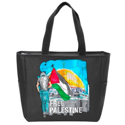 Free Palestine Save Gaza Ilustraion Zip Tote Bag