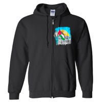 Free Palestine Save Gaza Ilustraion Full Zip Hoodie