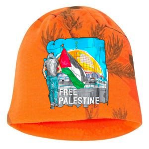 Free Palestine Save Gaza Ilustraion Kati - Camo Knit Beanie