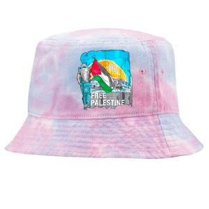 Free Palestine Save Gaza Ilustraion Tie-Dyed Bucket Hat