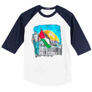 Free Palestine Save Gaza Ilustraion Baseball Sleeve Shirt