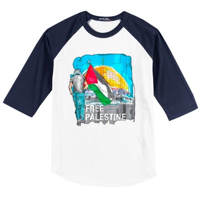 Free Palestine Save Gaza Ilustraion Baseball Sleeve Shirt