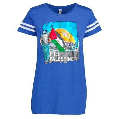 Free Palestine Save Gaza Ilustraion Enza Ladies Jersey Football T-Shirt