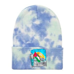 Free Palestine Save Gaza Ilustraion Tie Dye 12in Knit Beanie