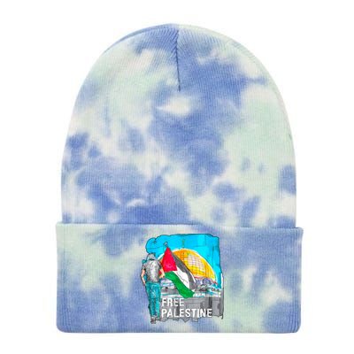 Free Palestine Save Gaza Ilustraion Tie Dye 12in Knit Beanie