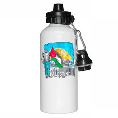 Free Palestine Save Gaza Ilustraion Aluminum Water Bottle