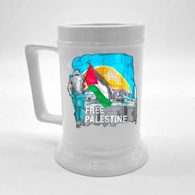 Free Palestine Save Gaza Ilustraion Beer Stein