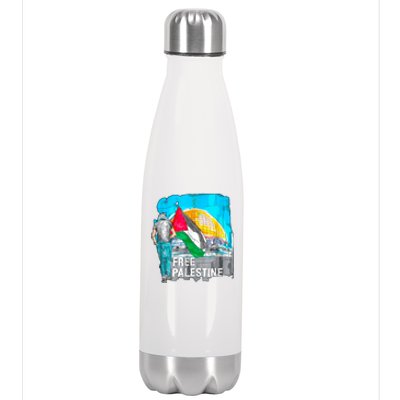 Free Palestine Save Gaza Ilustraion Stainless Steel Insulated Water Bottle