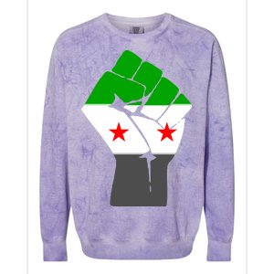 Free Syria Revolution Fist Flag Colorblast Crewneck Sweatshirt