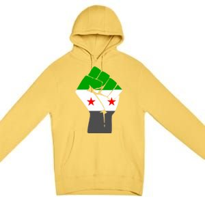 Free Syria Revolution Fist Flag Premium Pullover Hoodie