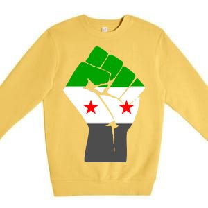 Free Syria Revolution Fist Flag Premium Crewneck Sweatshirt