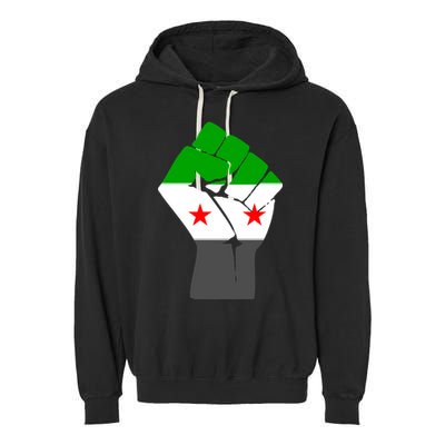 Free Syria Revolution Fist Flag Garment-Dyed Fleece Hoodie